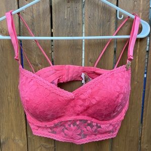 NWT PINK Coral LACE PUSH-UP BRALETTE Size XLG  coverage 38D, 40B and 40C